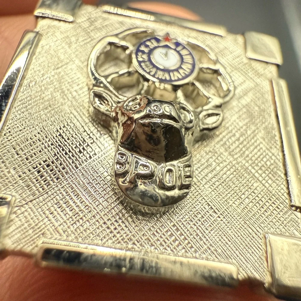 Rare Find - Elks Lodge Benevolent Protective Elk Cuff Links Silver Tone